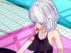 Badpoipoi's pool game in 3d anime style