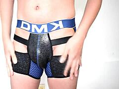 Guy in boxers gets assfucked by monster cock