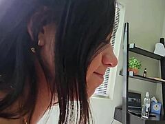 Latina step sis demonstrated college skills with big natural tits blowjob and cum on tits in amateur POV hentai style