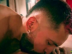 camilo brown givng cute twink emmanuel kokichi a slopy deepthroat blowjob and swallowin his cum load