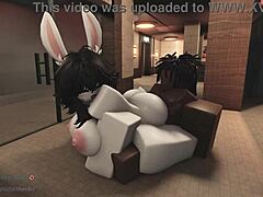 Oh man, this bunny girl's bouncing wildly on me in rough creampie hentai game...