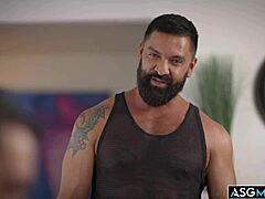 stepdad dominic pacifico and stepson nicholas adams in hot bareback gay sex with anal fingering