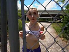 Blonde Teen 18+ Cameron Myxn Gets Fucked Outdoors In Doggystyle And Cowgirl Positions.