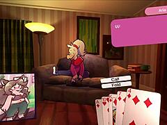 two anime chicks playing poker, leading to furry striptease with ripped clothes 🎴