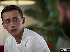 stepdad dominic pacifico and stepson nicholas adams in hot bareback gay sex with anal fingering