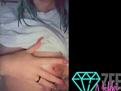 a compilation of social media posts featuring a tattooed woman with piercings and buttplug