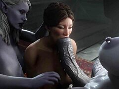 ضيفين ينيكان المرأة الثديية في ثلاثي الأبعاد