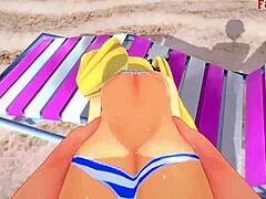 I fuck Marie Rose in bikini on beach POV