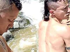 Outdoor shave and fuck.