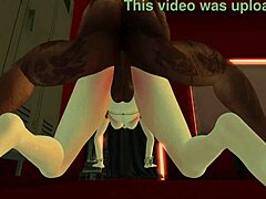 cute anime character explores interracial adventures in 3d.