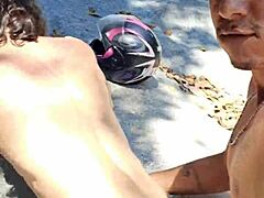 Outdoor shave and fuck.