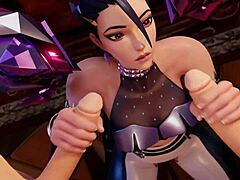 kda kaisa is sucking and fucking two big cocks in this mmf threesome scene