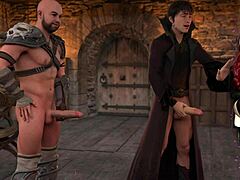 oh wow, these busty elf girls are going wild with dildos in the brothel cosplay scene