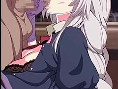 Uau, gata peituda chupando pau monstro no estilo anime hentai! 🍆😍