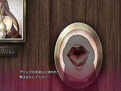 A fun anime scene where a sister gives a blowjob through a hole