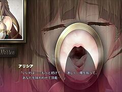 A fun anime scene where a sister gives a blowjob through a hole