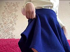 Sexy 18 year old student caresses her hairy beaver until dripping orgasm.