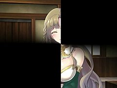 A fun anime scene where a sister gives a blowjob through a hole