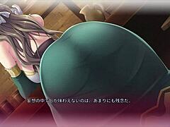 A fun anime scene where a sister gives a blowjob through a hole