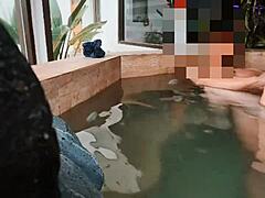 Housewife consoles her husband's friend with flashing and cuckold sex while he's away