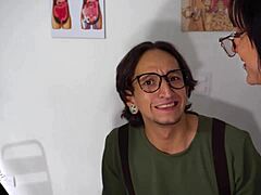 Funny Comic Scene With Two Bratty Colombian Teens Spanking And Kissing Nerd Guy