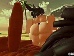 Black Bull Dominates Femboy Bunny in Wild Action!