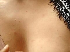 uh touching myself in grandma's living room, feeling so horny with my small tits out...