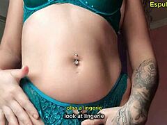 Guided Handjob Tempts with Dirty Talk as Old Latina in Lingerie Teases Cuckold from Afar