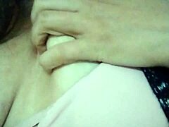 uh touching myself in grandma's living room, feeling so horny with my small tits out...