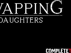 Teen and milf get taboo threeway with blowjobs and cumshots 😈