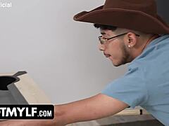 Stepmom and her stepson share a huge orgasm in mmf threesome