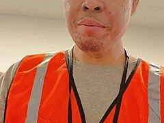 this amsr sfw is walking about during work in public