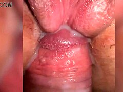 Dominating that juicy pussy close-up, pounding it hard until it's filled with cum