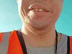 this amsr sfw is walking about during work in public