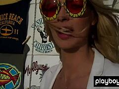 This busty Australian blonde beauty Lisa Seiffert strips naked outdoors, revealing her shaved skinny body and hairless pussy in softcore poses.