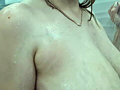 Do you like how I shower my big boobs in the bathroom for a taboo massage?
