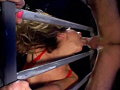 True College Girls in Fishnets Suck and Fuck in Prison Scene.