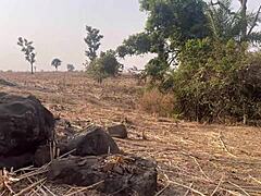 black ebony threesome with big ass bent over doggystyle fucking from river to mountain top