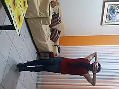 sexy and sweet transsexual in lingerie licking outdoor