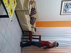 sexy and sweet transsexual in lingerie licking outdoor