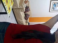 sexy and sweet transsexual in lingerie licking outdoor