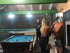 Blonde Gives Ass To Tattooed Friend