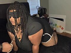 ebony big booty cheating slut wife in lingerie teased as fuck doll. group treated her juicy tight pussy roughly.