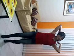 sexy and sweet transsexual in lingerie licking outdoor