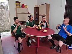 Time de futebol making the slut suck the whole team