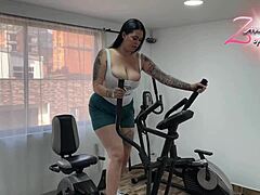 Alone In Gym, Colombian Mature Masturbates With Toy For First Time Pleasure