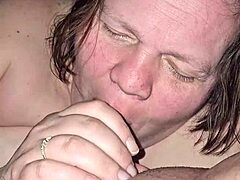 milf rides foot while sucking huge cock in group