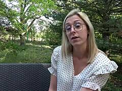 Skinny beautiful French blonde Alrox flashes ass as exhibitionist aide-soignante in Amiens.