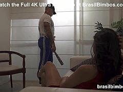 couple fucks thick brazilian ass with blowjob assfucking doggystyle and cum on big tits 😈