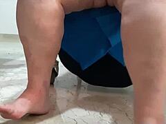 Coolmarina, tired from the street, massages my hard balls on the floor?